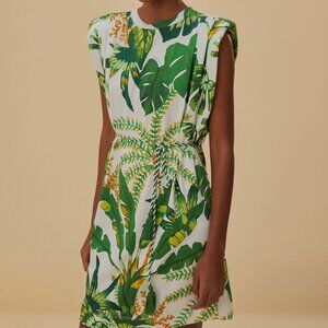 Tropical Forest Off-White T-Shirt Dress